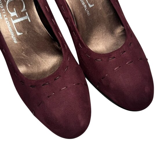 AGL Burgundy Suede Pumps w decorative stitching size 37.5 US/7 Lk Nw!! - Picture 4 of 8